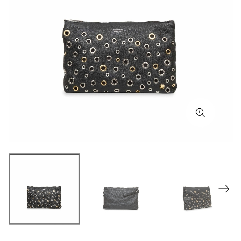 Anna Virgili Dany Leather Rock Clutch - Black